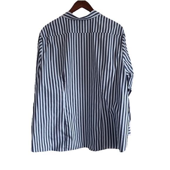 Lands’ End Women’s Blue Stripe No Iron Button Down Shirt 100% Cotton Size 20W - Picture 3 of 11